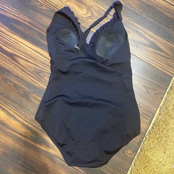 Gabar One Piece Ruffle Front Halter Neck Swimsuit size 16 - Picture 2 of 12